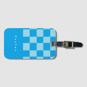 Dunkel und hellblau quadratische Blockmuster Gepäckanhänger (Vorderseite (Horizontal))