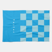 Dunkel und hellblau quadratische Blockmuster Geschirrtuch (Horizontal)