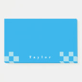 Dunkel und hellblau quadratische Blockmuster Post-it Klebezettel (Vorderseite)