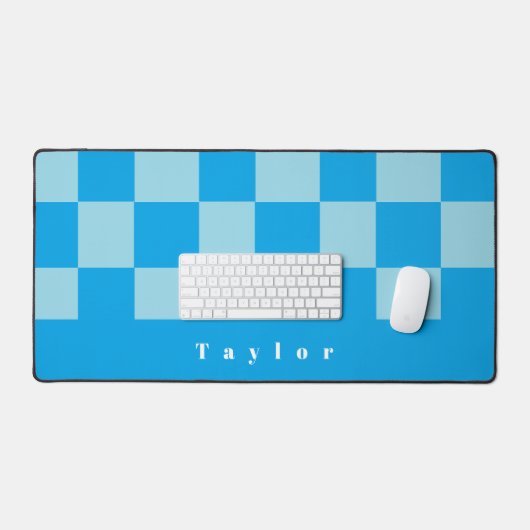 Dunkel und hellblau quadratische Blockmuster Schreibtischunterlage (Tastatur & Maus)