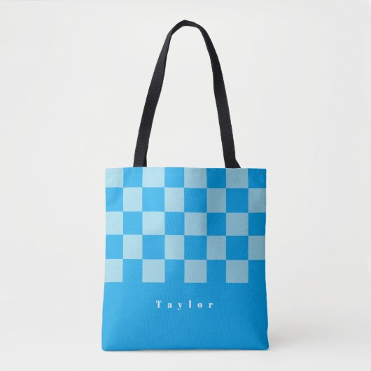 Dunkel und hellblau quadratische Blockmuster Tasche (Vorderseite)