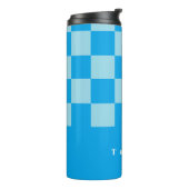 Dunkel und hellblau quadratische Blockmuster Thermosbecher (Nach links gedreht)