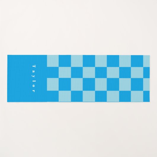 Dunkel und hellblau quadratische Blockmuster Yogamatte (Vorderseite (Horizontal))