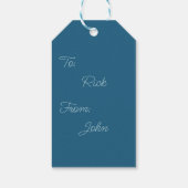 Dunkel und helltürkis Blaue Schneeflocke - Geschen Geschenkanhänger (Rückseite)