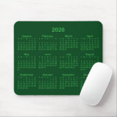 Dunkel- und Kelly-Grün 2026 Kalender Mousepad (Mit Mouse)