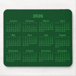 Dunkel- und Kelly-Grün 2026 Kalender Mousepad