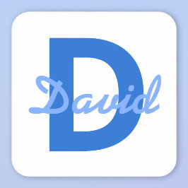 Dunkel und leicht blau, Weißer bearbeitungsbarer N Quadratischer Aufkleber