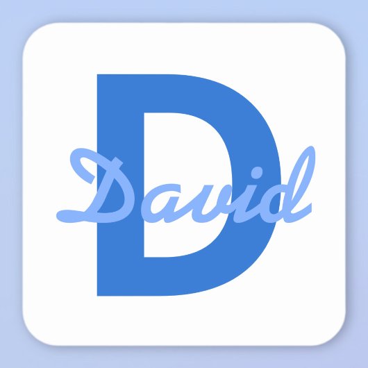 Dunkel und leicht blau, Weißer bearbeitungsbarer N Quadratischer Aufkleber