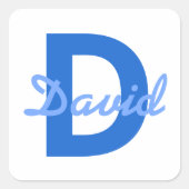 Dunkel und leicht blau, Weißer bearbeitungsbarer N Quadratischer Aufkleber (Vorderseite)