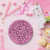 Dunkel und leicht rosa Glam Leopard Print Party Pappteller (Party)