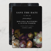 Dunkel und Moody Gothic Dark Floral Black Rettete Einladung (Vorne/Hinten)