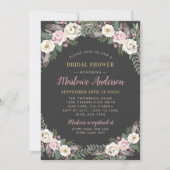 Dunkel und Moody Rose Rosa Floral Boho Brautparty Einladung (Vorderseite)