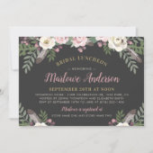 Dunkel und Moody Rose Rosa Floral Bridal Luncheon Einladung (Vorderseite)