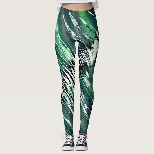 Dunkel zu Hellgrün Leggings (Vorderseite)