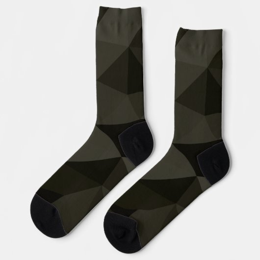 Dunkelarmee graubraunes, schwarzes geometrisches M Socken (Linkes Detail)