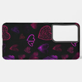 Dunkelästhetisches rosa Lila Herzmuster Samsung Galaxy Hülle (Linke Seite)