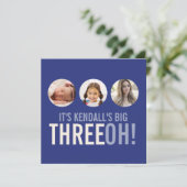 Dunkelblau 30. THREEOH! Foto Geburtstag Einladung (Stehend Vorderseite)