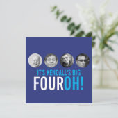 Dunkelblau 40. FOUROH! Foto Geburtstag Einladung (Stehend Vorderseite)