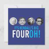 Dunkelblau 40. FOUROH! Foto Geburtstag Einladung (Vorderseite)