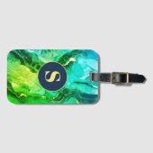 Dunkelblau Aquamarin gelbe grüne Flüssig-Tinte, Mo Gepäckanhänger (Vorderseite (Horizontal))