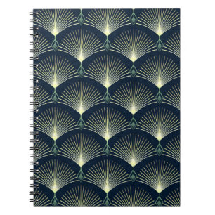 Dunkelblau Art Deco Stilvolles geometrisches Muste Notizblock
