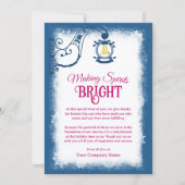 Dunkelblau, Beerrosa nostalgische Weihnachtsglocke Feiertagskarte (Vorderseite)