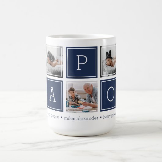 Dunkelblau | Benutzerdefinierte Papou 5-Foto-Farbb Kaffeetasse (Mittel)