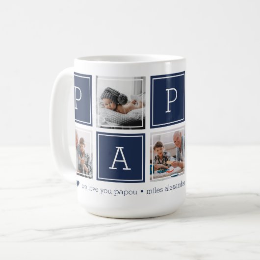 Dunkelblau | Benutzerdefinierte Papou 5-Foto-Farbb Kaffeetasse (Vorderseite Links)
