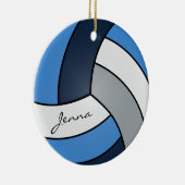 Dunkelblau, blau, weiß und grau Volleyball Keramikornament (Rechts)