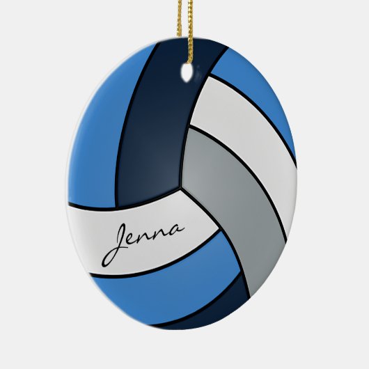 Dunkelblau, blau, weiß und grau Volleyball Keramikornament (Rechts)