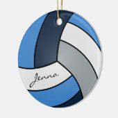 Dunkelblau, blau, weiß und grau Volleyball Keramikornament (Links)