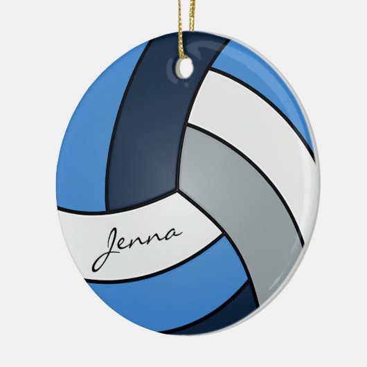 Dunkelblau, blau, weiß und grau Volleyball Keramikornament (Links)