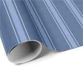 Dunkelblau & blaue Streifen Geschenkpapier (Rolleneckpunkt)