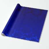 Dunkelblau Blütensukkulent Muster Metallic Geschenkpapier (Ungerollt)