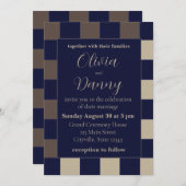 Dunkelblau-braune Hochzeit Einladung (Vorne/Hinten)