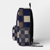 Dunkelblau-braune Karos Prüfbrettmuster Bedruckter Rucksack (Rechts)