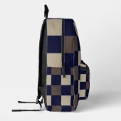 Dunkelblau-braune Karos Prüfbrettmuster Bedruckter Rucksack (Links)