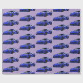 Dunkelblau C8 Corvette Sportwagen Handgezeichnet Geschenkpapier (Flach)