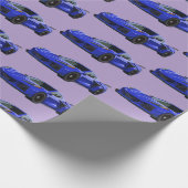 Dunkelblau C8 Corvette Sportwagen Handgezeichnet Geschenkpapier (Ecke)