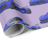 Dunkelblau C8 Corvette Sportwagen Handgezeichnet Geschenkpapier (Rolleneckpunkt)