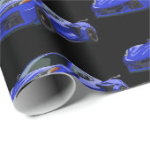 Dunkelblau C8 Corvette Sportwagen Handgezeichnet Geschenkpapier (Rolleneckpunkt)