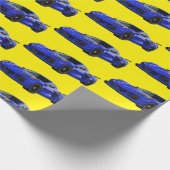 Dunkelblau C8 Corvette Sportwagen Handgezeichnet Geschenkpapier (Ecke)