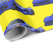 Dunkelblau C8 Corvette Sportwagen Handgezeichnet Geschenkpapier (Rolleneckpunkt)