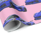 Dunkelblau C8 Corvette Sportwagen Handgezeichnet Geschenkpapier (Rolleneckpunkt)