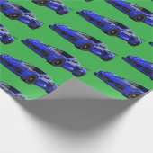 Dunkelblau C8 Corvette Sportwagen Handgezeichnet Geschenkpapier (Ecke)