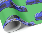 Dunkelblau C8 Corvette Sportwagen Handgezeichnet Geschenkpapier (Rolleneckpunkt)