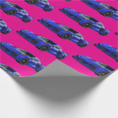 Dunkelblau C8 Corvette Sportwagen Handgezeichnet Geschenkpapier (Ecke)