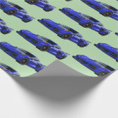 Dunkelblau C8 Corvette Sportwagen Handgezeichnet Geschenkpapier (Ecke)