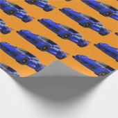 Dunkelblau C8 Corvette Sportwagen Handgezeichnet Geschenkpapier (Ecke)