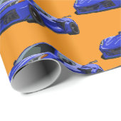 Dunkelblau C8 Corvette Sportwagen Handgezeichnet Geschenkpapier (Rolleneckpunkt)